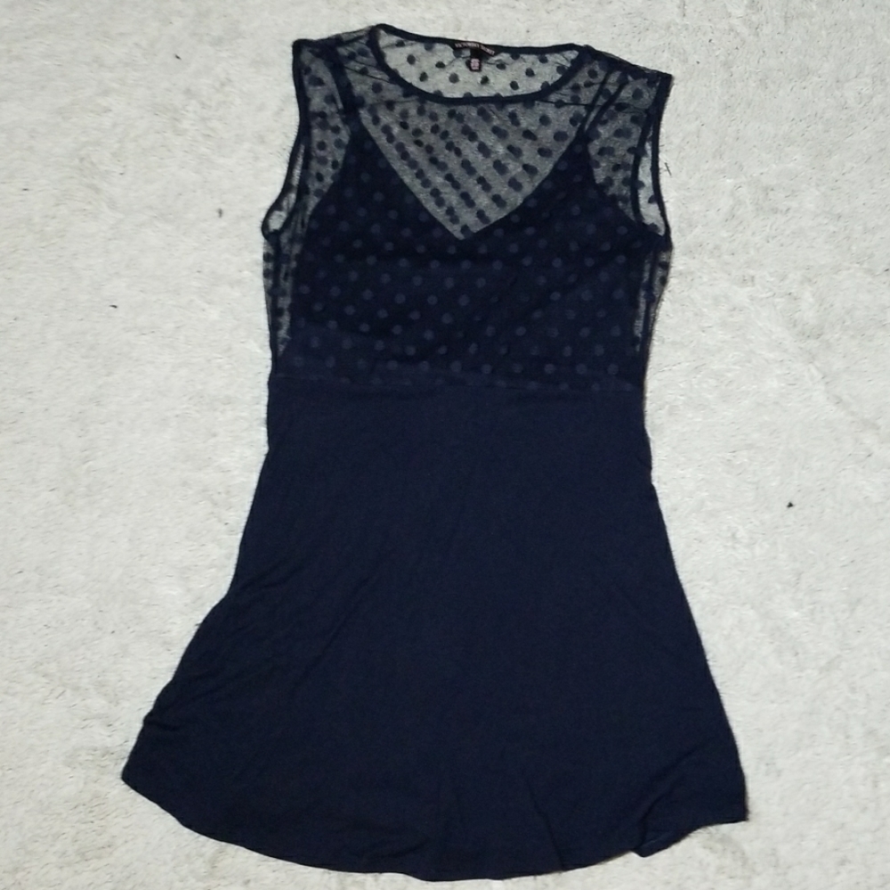 Victoria Secret lace sheer top flowy navy top sz M